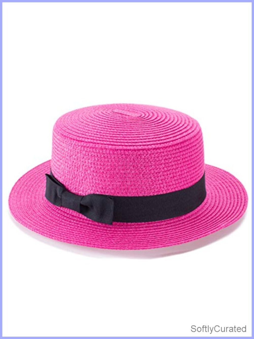 Natural Straw Boater Hat Fedora Panama Style Flat Top Ribbon Summer